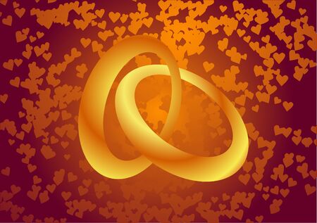 Vector illustration. Wedding rings and hearts.のイラスト素材