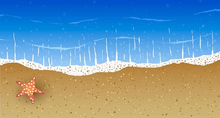 starfish on sea shore, top view. vector illustration.のイラスト素材