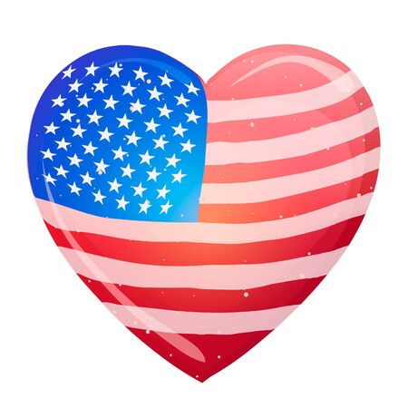 Vector heart in american flag colors isolated on white background.のイラスト素材