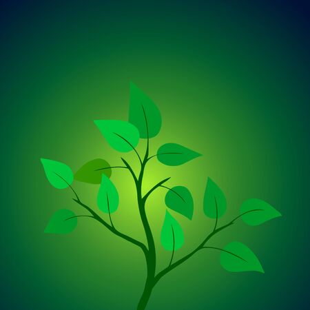 Vector young tree shoot on green background.のイラスト素材