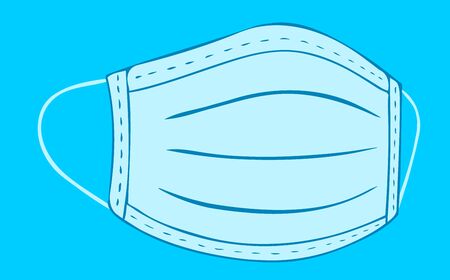 Vector abstract illustration of a medical protective mask of the respiratory tract on a blue backgroundのイラスト素材