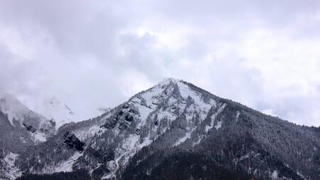 Snowy high mountains landscape in spring. Sochi, Russia.の写真素材
