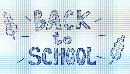 checkered paper with lettering back to schoolのイラスト素材