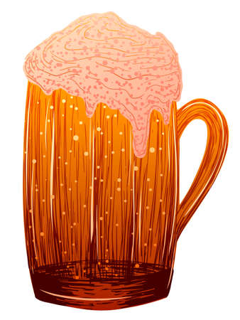 vector beer mug drawn with strokes on white backgroundのイラスト素材