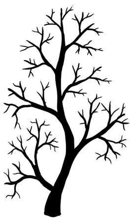 Vector illustration. Silhouette of bare tree on white background.のイラスト素材