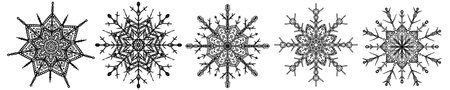 vector set of snowflakes on white backgroundのイラスト素材