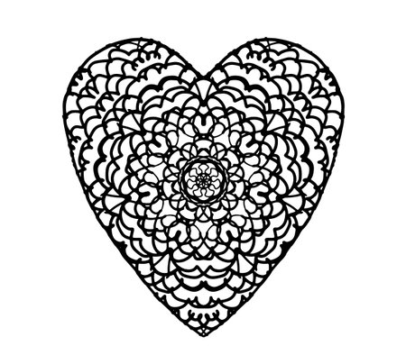 Vector illustration. Valentines Day. heart with pattern on white background.のイラスト素材