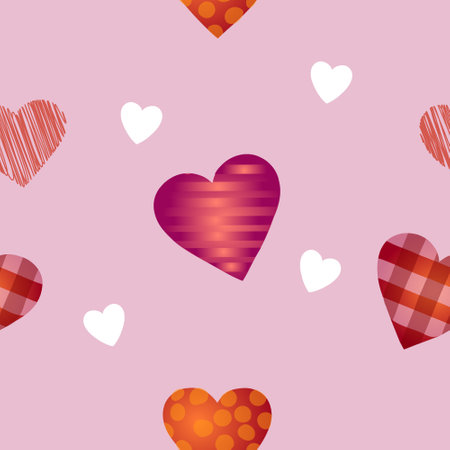 Vector seamless pink background with hearts for Valentines Dayのイラスト素材