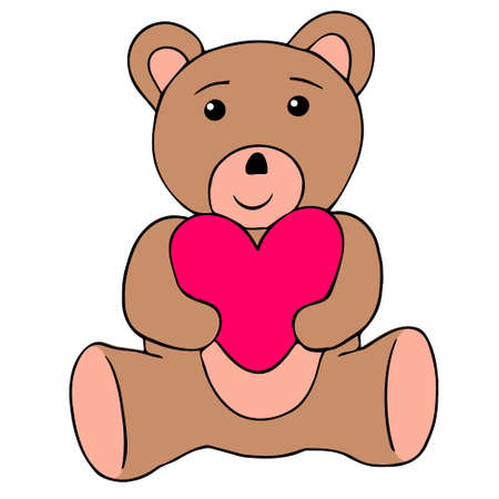Vector illustration of Valentines Day. Cartoon teddy bear with heart.のイラスト素材