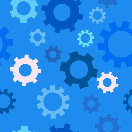 vector seamless background with gears on blue backgroundのイラスト素材