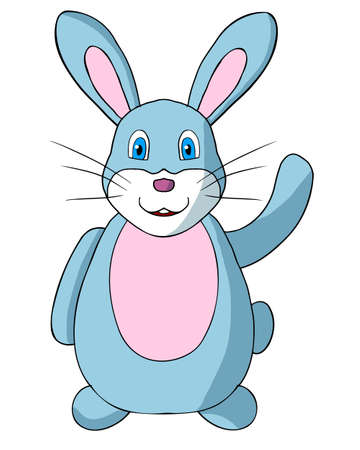 Vector cartoon smiling rabbit waving its pawのイラスト素材