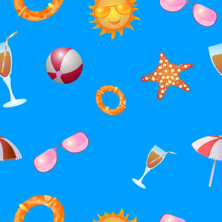 Vector seamless background of summer items.のイラスト素材