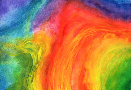 Rainbow colorful background in watercolorの写真素材