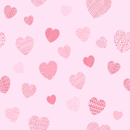 Vector seamless background with hearts for Valentines Dayのイラスト素材