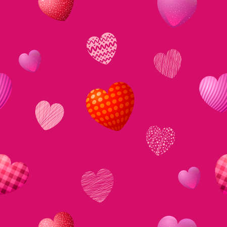 Vector seamless pink background with hearts for Valentines Dayのイラスト素材