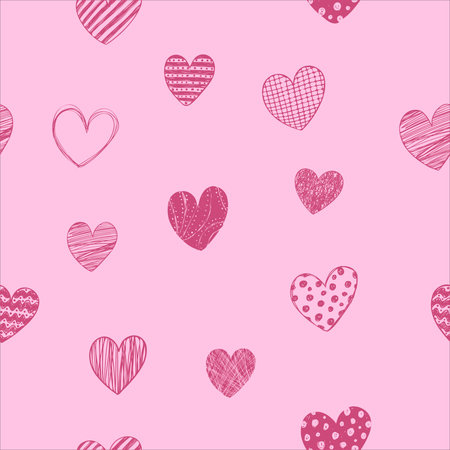 Vector seamless background with hearts for Valentines Day