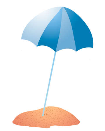 Vector illustration blue beach umbrella isolated on white backgroundのイラスト素材