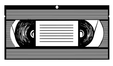 Vector retro videotape isolated on white background drawn simple iconのイラスト素材