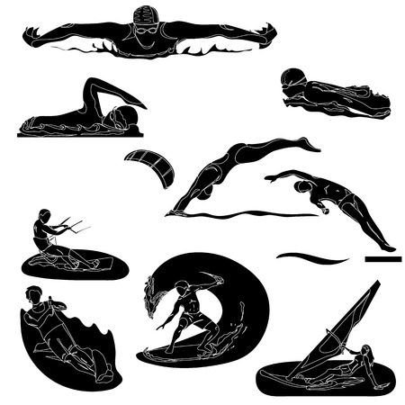 Swimmers in competition, swim, sport, vector. Summer, water, sea. EPSのイラスト素材