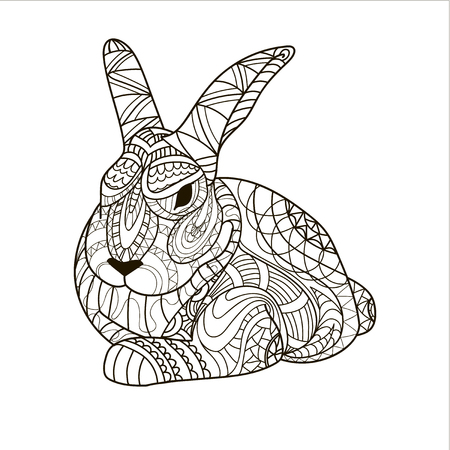 Coloring, coloring page, bunny, rabbit, rodent, pattern, vectorのイラスト素材