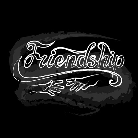 Illustration for friendship day, greeting cards with happy day of friendship, illustration for banners, posters, printing, t-shirts. Lettering, vectorのイラスト素材