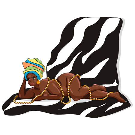 Beautiful girl, girl with figure, summer clothes, illustration. The plump girl. Cute chubby.のイラスト素材