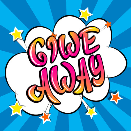 Giveaway banner, lettering, poster. Raffle, gift, lottery. Vector, pop artのイラスト素材