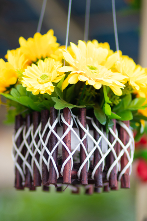 Beautiful summer flowers in a bouquet of flowers in a potsの写真素材