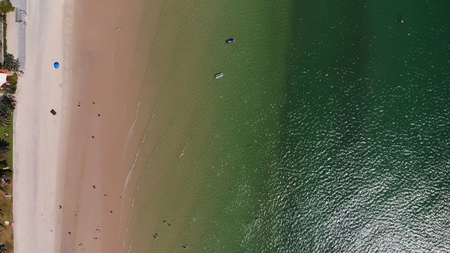Top view of the beautiful seascape in Hua Hin in Prachuap Khiri Khan Province, Thailand, aerial view on the coastline, sea and the city of Hua Hinの写真素材
