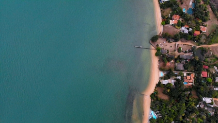 Top view of the beautiful seascape in Pattaya, Thailand, aerial view of the coastline and Pattaya Seaの写真素材