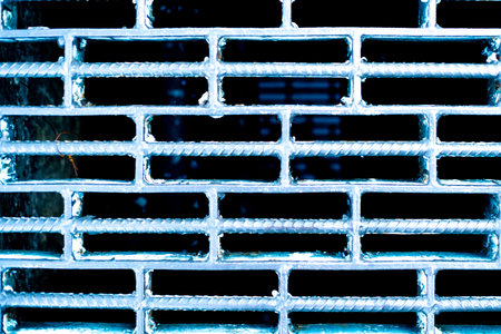 White metal on hole seamless pattern, background and texture