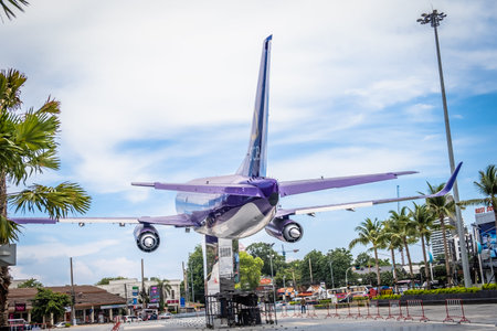Pattaya, Thailand - May 22, 2019: The Terminal 21, shopping area of Pattaya The front yard has a large plane model. And this is also a large and modern shopping center of Pattaya.のeditorial素材