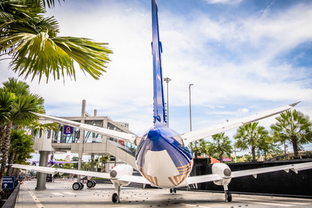 Pattaya, Thailand - May 22, 2019: The Terminal 21, shopping area of Pattaya The front yard has a large plane model. And this is also a large and modern shopping center of Pattaya.のeditorial素材