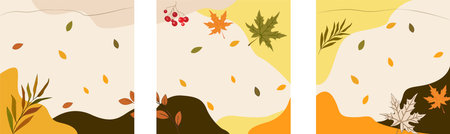 abstract background on autumn theme, a series of backgrounds about autumn, autumn postcards, postcard templateのイラスト素材