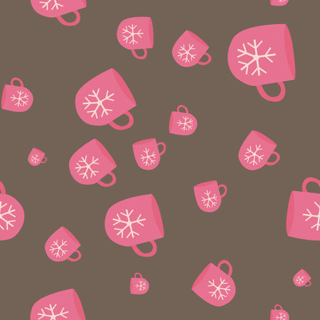 pattern, pattern, mugs, christmas. can be used as a print for fabric, for backgroundsのイラスト素材