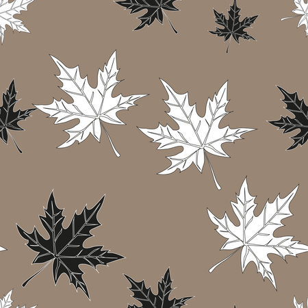 leaves, autumn leaves. seamless pattern. graphic texture. fabric print, fashionable print. vector illustrationのイラスト素材