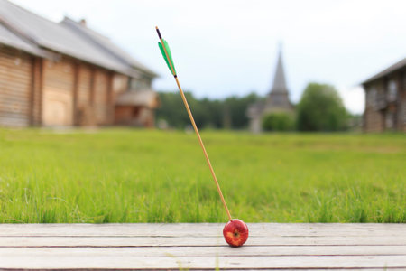 arrow in apple.の写真素材