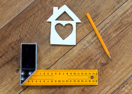 dream house.planning, drawing creation, and calculations for a dream homeの写真素材