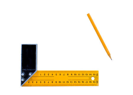 ruler tool. ruler measurement tool and pencil isolated on white backgroundの写真素材