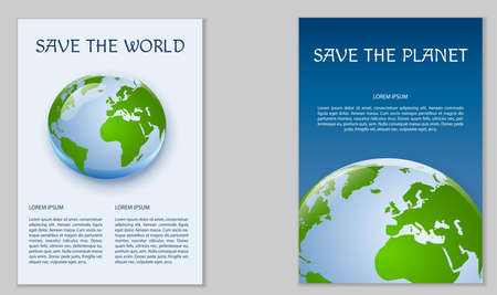 Template of poster design. Save the planet. Ecological poster. For use as logos on cards, in printing, posters, invitations, web design and other purposes.のイラスト素材