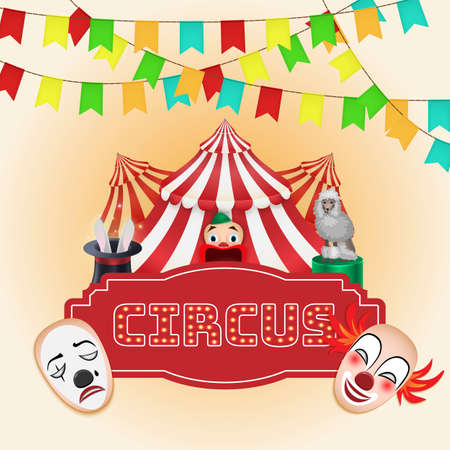 Circus poster, Magic show. For use as logos on cards, in printing, posters, invitations, web design and other purposes.のイラスト素材