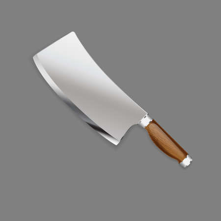 Hunting knife with wooden handle in a realistic style for use as logos on cards, in printing, posters, invitations, web design and other purposes.のイラスト素材