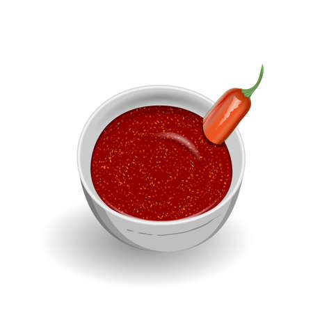 Delicious freshly prepared sauce to the dishes of meat and fish. Herbs and spices. For use as logos on cards, in printing, posters, invitations, web design and other purposes.のイラスト素材