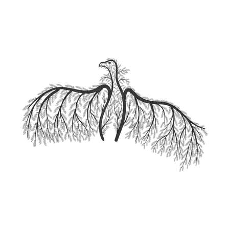 vulture stylized bushes  for use as logos on cards, in printing, posters, invitations, web design and other purposes.のイラスト素材