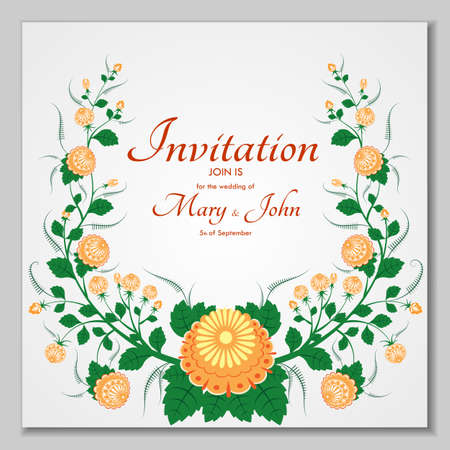 Greeting card with stylized orange roses, can be used as invitation card for wedding, birthday and other holiday and summer background.のイラスト素材