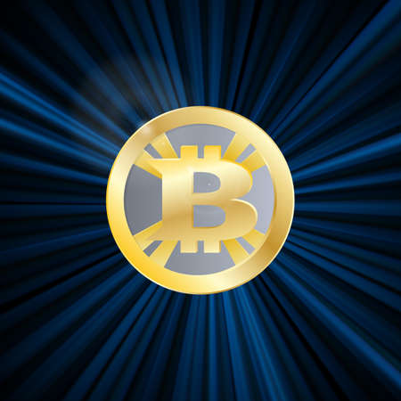 Crypto currency, bitcoin, gold, symbol, rays for used for wallpaper, printing on the packaging paper, textiles.のイラスト素材