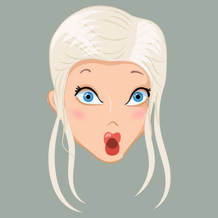 Emoticon. Blonde. Shock. For used for web, wallpaper, printing on the packaging paper, textiles.のイラスト素材