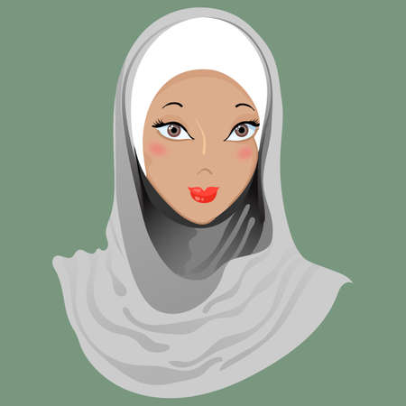 Emoticon. Calm muslim girl. For used for web, wallpaper, printing on the packaging paper, textiles.のイラスト素材