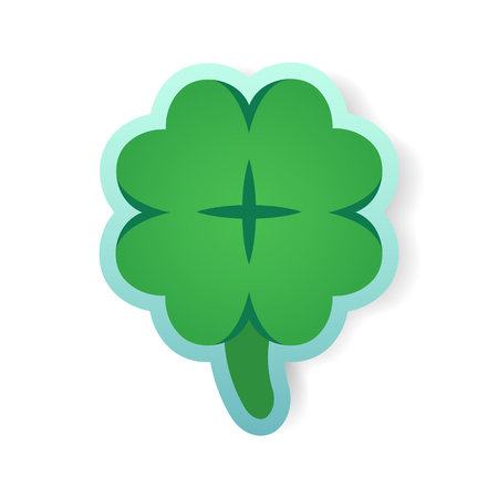 Colorful green clover sticker illustrationのイラスト素材