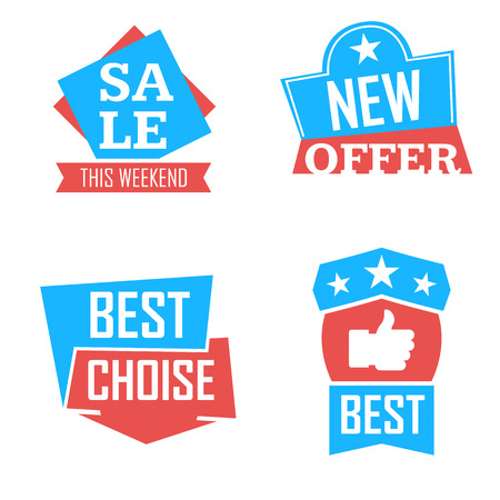 Season sale badges and tags bright design vector set for banners, promotional brochures, discount posters, shopping Flyer, clearance Advertising. collection sale objects and icons.のイラスト素材